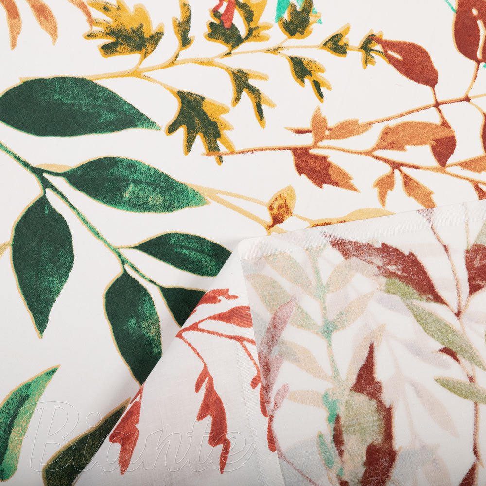 Bavlněná látka/plátno Sandra SA-712 Podzimní větvičky s listy na bílém - šířka 160 cm - detail 4 - Biante.cz