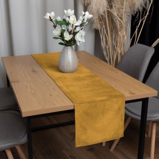 Sametový běhoun na stůl Velvet Premium SVP-047 Hořčicový - detail 1 - Biante.cz Sametový běhoun na stůl Velvet Premium SVP-047 Hořčicový - detail 1 - Biante.cz