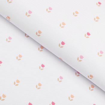 Teflonová látka na ubrusy TF-115 Barevné tulipánky na bílém - šířka 155 cm - Biante.cz