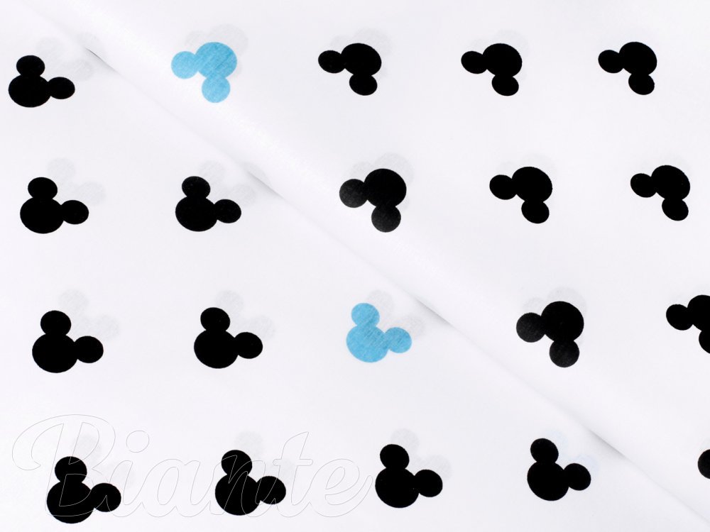 Dětská bavlněná látka/plátno Sandra SA-079 Černé a modré myšky Mickey - šířka 160 cm - detail 1 - Biante.cz