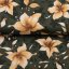 Bavlněná látka/plátno Sandra SA-736 Hnědooranžové květy vanilky na tmavě zeleném - šířka 160 cm - detail 2 - Biante.czt