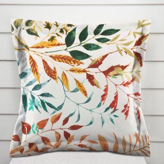 Bavlněný povlak na polštář s lemem Sandra SA-712 Podzimní větvičky s listy na bílém - Biante.cz Bavlněný povlak na polštář s lemem Sandra SA-712 Podzimní větvičky s listy na bílém - Biante.cz