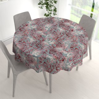 Sametový kulatý ubrus Tamara TMR-054 Abstraktní vínové květy na šedozeleném - detail 1 - Biante.cz Sametový kulatý ubrus Tamara TMR-054 Abstraktní vínové květy na šedozeleném - detail 1 - Biante.cz