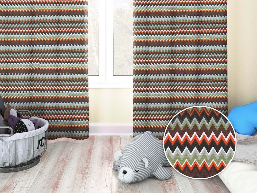 Dětský bavlněný závěs na míru Sandra SA-097 Retro cik cak - Biante.cz