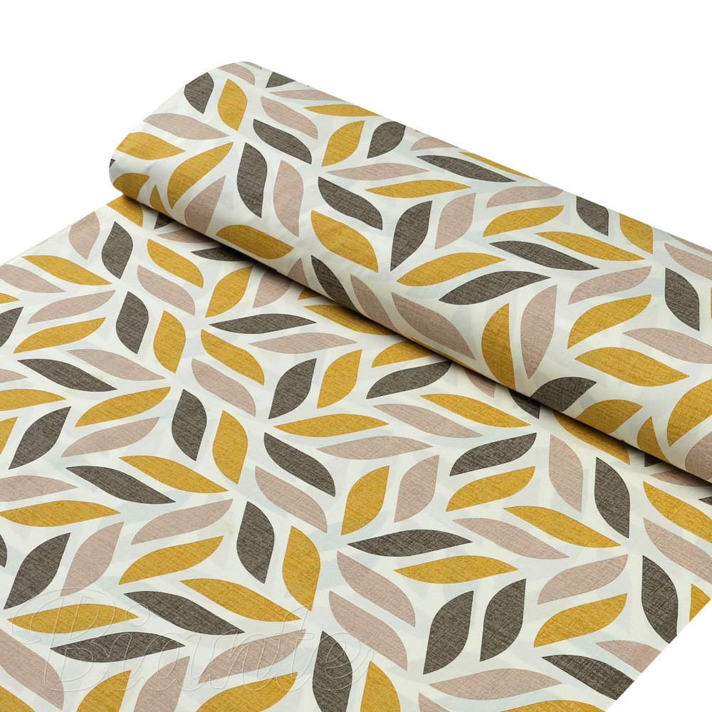 Bavlněná látka/plátno Sandra SA-423 Zlato-hnědé listy na krémovém - šířka 145 cm - detail 1 - Biante.cz