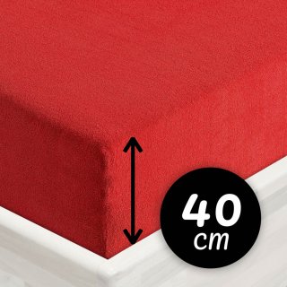 Froté napínacie prestieradlo na extra vysoký matrac FR-007 Sýto červené - Biante.sk