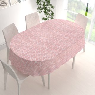 Bavlněný oválný ubrus Sandra SA-211 Listy na starorůžovém - detail 1 - Biante.cz