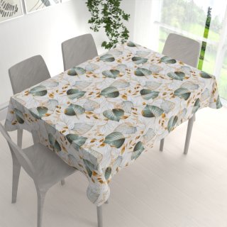 Dekorační obdélníkový ubrus Leona LN-174 Zelené listy na režném - detail 1 - Biante.cz