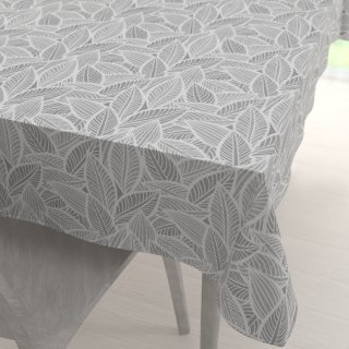 Dekorační obdélníkový ubrus Leona LN-169 Bílé listy na šedém - Biante.cz Dekorační obdélníkový ubrus Leona LN-169 Bílé listy na šedém - Biante.cz
