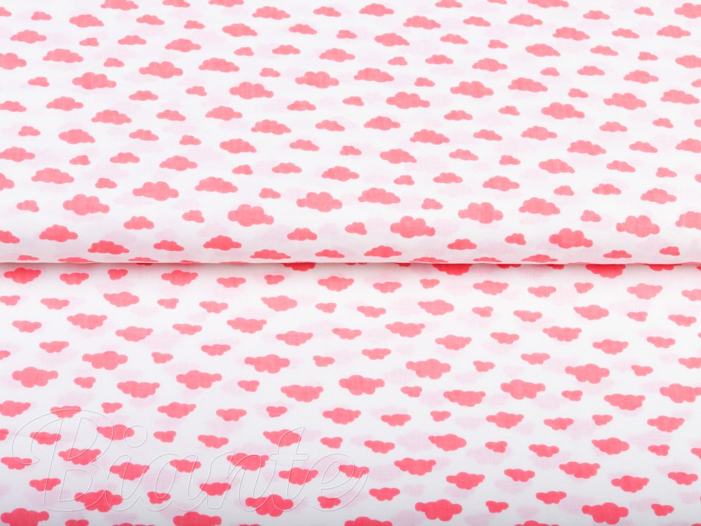 Dětská bavlněná látka/plátno Sandra SA-128 Korálové obláčky na bílém - šířka 160 cm - detail 4 - Biante.cz