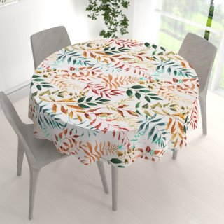 Bavlněný kulatý ubrus Sandra SA-712 Podzimní větvičky s listy na bílém - detail 1 - Biante.cz Bavlněný kulatý ubrus Sandra SA-712 Podzimní větvičky s listy na bílém - detail 1 - Biante.cz