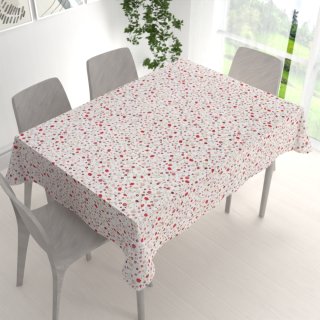 Bavlněný obdélníkový ubrus Sandra SA-719 Červeno-béžové drobné květiny na bílém - detail 1 - Biante.cz