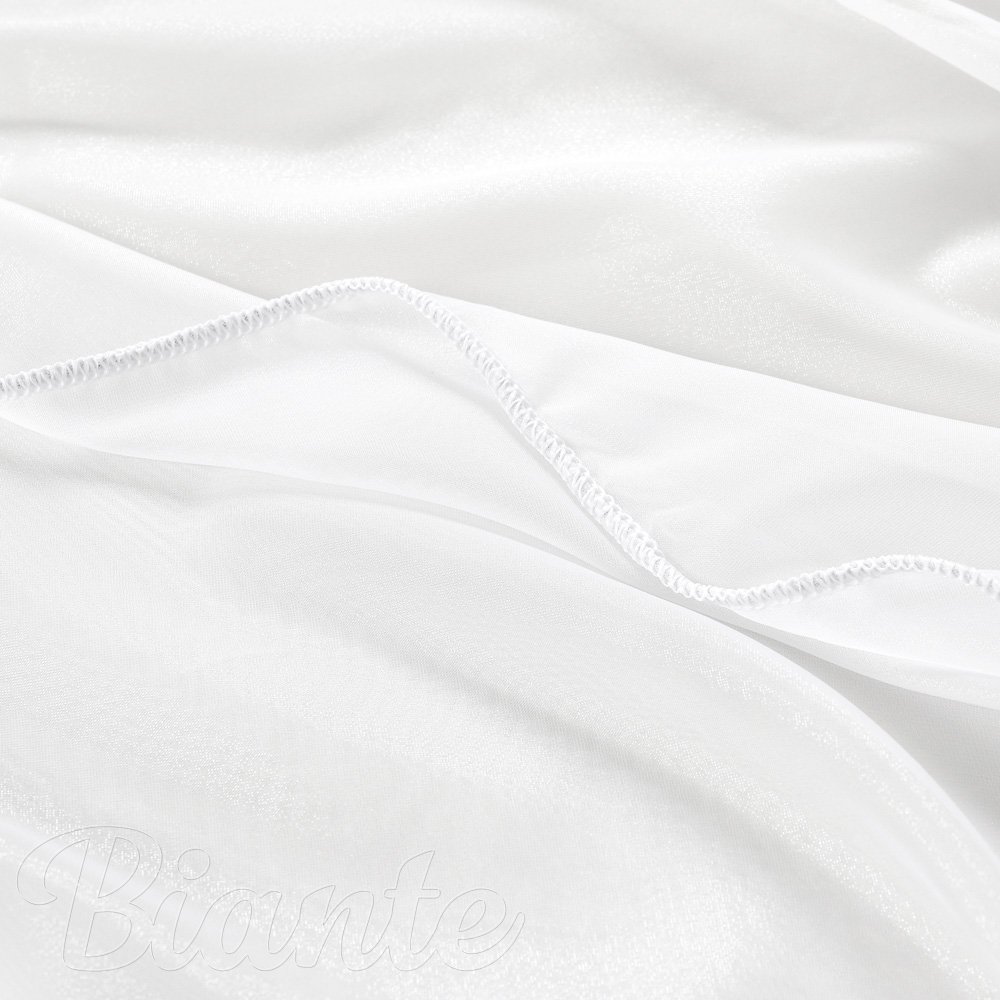 Biela hladká perleťovo lesklá záclona/organza s olovkom ZAC-032 výška 325 cm