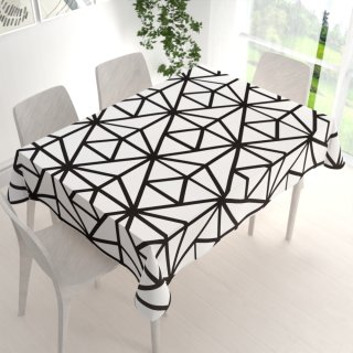Bavlněný obdélníkový ubrus Sandra SA-577 Černé geometrické vzory na bílém - detail 1 - Biante.cz Bavlněný obdélníkový ubrus Sandra SA-577 Černé geometrické vzory na bílém - detail 1 - Biante.cz