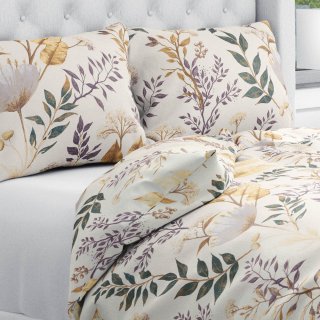 Bavlněné ložní povlečení Sandra SA-544 Podzimní větvičky na krémovém - Biante.cz