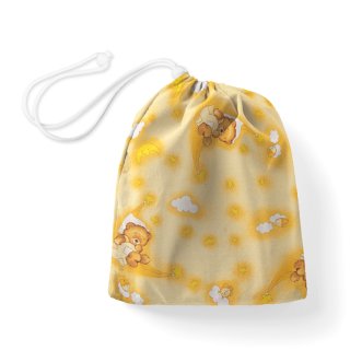 Bavlněný pytlík/sáček na přezůvky Sandra SA-727 Spící medvídci na žlutooranžovém - Biante.cz