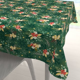 Bavlněný čtvercový ubrus Sandra SA-713 Vánoční cesmíny na zeleném - Biante.cz Bavlněný čtvercový ubrus Sandra SA-713 Vánoční cesmíny na zeleném - Biante.cz