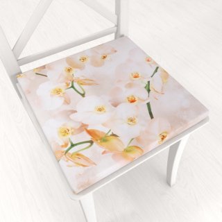 Teflónový štvorcový podsedák TF-045 Orchidey na béžovom - 38x38x3 cm - Biante.sk