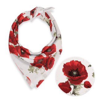 Bavlnená šatka Sandra SA-632 Vlčie maky na bielom - Biante.sk