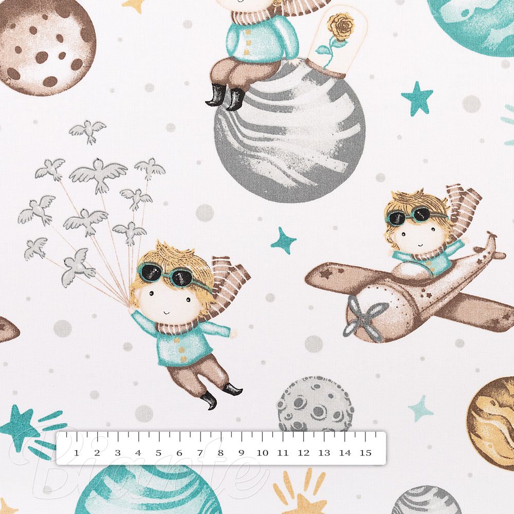 Dětská bavlněná látka/plátno Sandra SA-561 Malý princ na bílém - šířka 160 cm - detail 3 - Biante.cz
