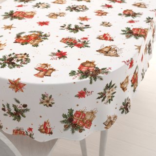Vianočný bavlnený oválny obrus Sandra SA-515 Vianočné hviezdy a ozdoby na bielom - Biante.sk Vianočný bavlnený oválny obrus Sandra SA-515 Vianočné hviezdy a ozdoby na bielom - Biante.sk