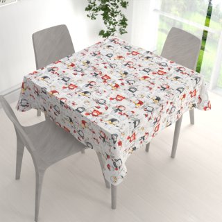 Bavlněný čtvercový ubrus Sandra SA-661 Sněhuláci na světle šedém - detail 1 - Biante.cz Bavlněný čtvercový ubrus Sandra SA-661 Sněhuláci na světle šedém - detail 1 - Biante.cz