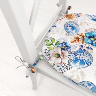 Oblý podsedák Leona LN-114 Modré kraslice - 39x37x3 cm - detail 1 - Biante.sk