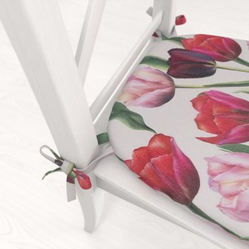 Oblý podsedák Terra TRA-001 Tulipány na kouřově šedém - 39x37x3 cm - detail 1 - Biante.cz Oblý podsedák Terra TRA-001 Tulipány na kouřově šedém - 39x37x3 cm - detail 1 - Biante.cz