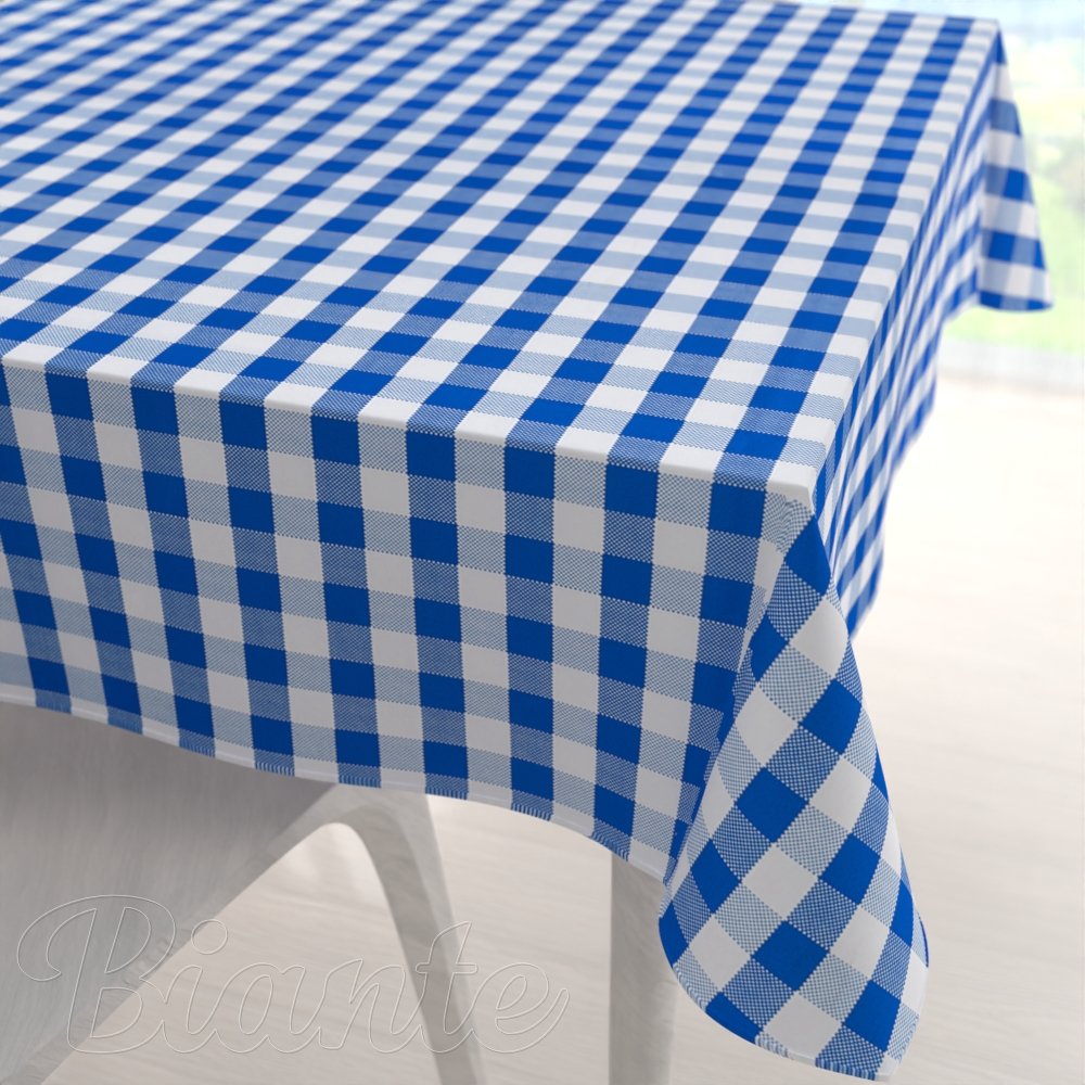 Teflonový čtvercový ubrus TF-070 Modro-bílá kostka - Biante.cz
