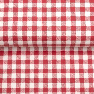 PVC obrus Červeno-biela kocka 12x12 mm PV-109 - metráž š. 140 cm - detail 1 - Biante.sk