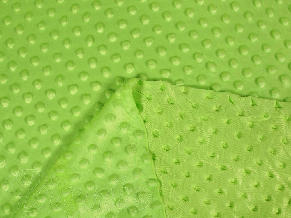 Dětská látka Minky 3D puntíky MKP-007 Hráškově zelená - šířka 150 cm - detail 3 - Biante.cz
