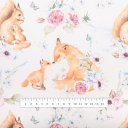 Dětská bavlněná látka/plátno Sandra SA-694 Veverky a lišky mezi květinami na bílém - šířka 160 cm - detail 3 - Biante.cz