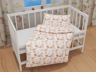 Dětské bavlněné povlečení do postýlky Sandra SA-523 Lišky a sovy na bílém - detail 1 - Biante.cz Dětské bavlněné povlečení do postýlky Sandra SA-523 Lišky a sovy na bílém - detail 1 - Biante.cz
