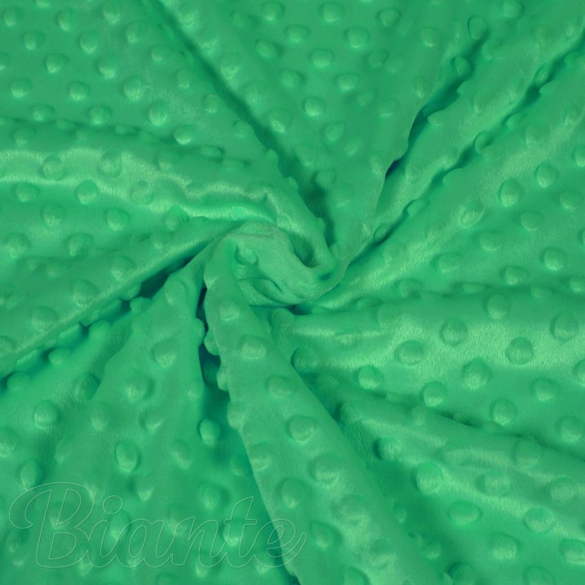 Dětská látka Minky TOP 3D puntíky MKP-054 Sytě zelená - šířka 170 cm - detail 1 - Biante.cz
