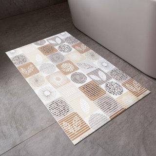 Kúpeľňová penová rohož / predložka PRO-030 Hnedo-béžové dlaždice - metráž šírka 65 cm - detail 1 - Biante.sk Kúpeľňová penová rohož / predložka PRO-030 Hnedo-béžové dlaždice - metráž šírka 65 cm - detail 1 - Biante.sk