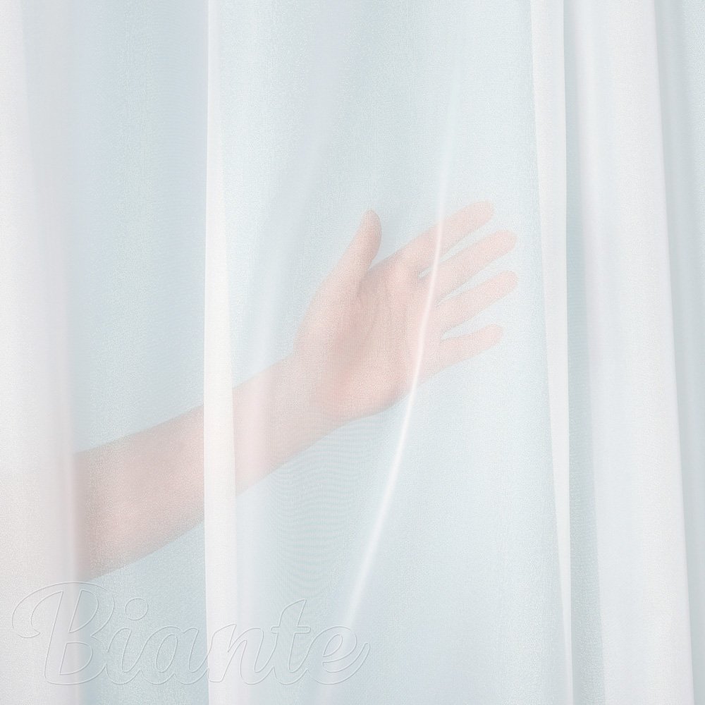 Biela hladká perleťovo lesklá záclona/organza s olovkom ZAC-032 výška 325 cm