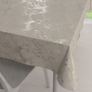 Veľký zamatový obdĺžnikový obrus Isabela IBL-018 Zlatý/dymový mramor na púdrovo béžovom - Biante.sk