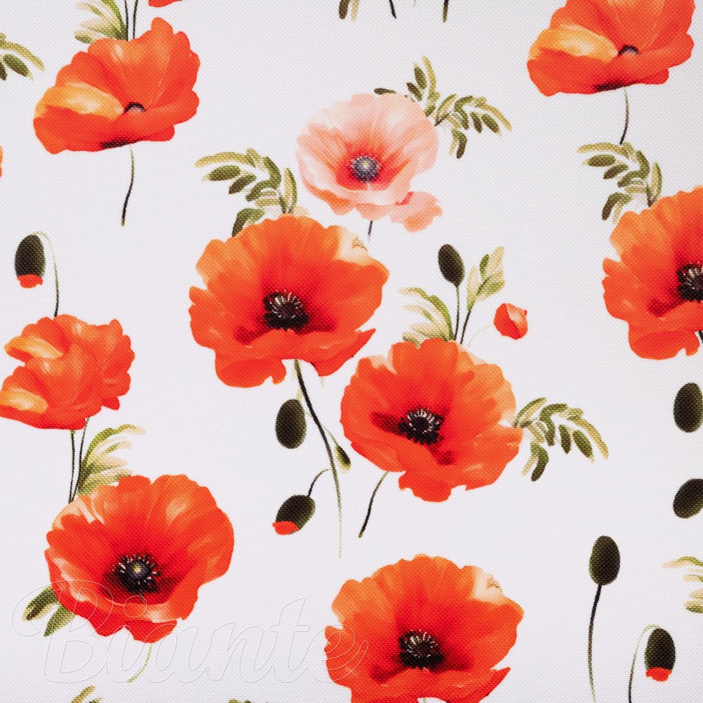 Teflonová látka na ubrusy TF-133 Červenooranžové vlčí máky na bílém - šířka 145 cm - detail 6 - Biante.cz