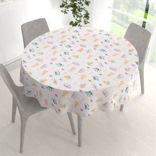 Dětský bavlněný kulatý ubrus Sandra SA-671 Zvířátka baletky na bílém - detail 1 - Biante.cz Dětský bavlněný kulatý ubrus Sandra SA-671 Zvířátka baletky na bílém - detail 1 - Biante.cz