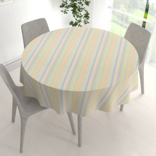 Bavlnený okrúhly obrus Sandra SA-734 Pastelovo farebné pásiky - detail 1 - Biante.sk