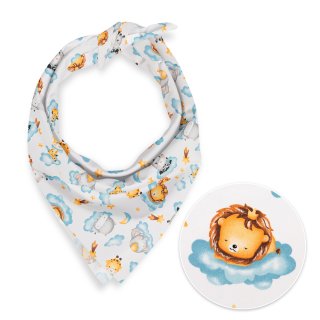 Dětský bavlněný šátek Sandra SA-693 Africká zvířátka na modrých obláčcích na bílém - Biante.cz Dětský bavlněný šátek Sandra SA-693 Africká zvířátka na modrých obláčcích na bílém - Biante.cz