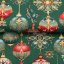 Bavlněná látka/plátno Sandra SA-529 Vánoční baňky na zeleném - šířka 160 cm - detail 2 - Biante.cz