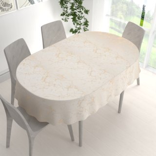 Dekoračný oválny obrus Parma PM-115 Zlatý mramor na béžovom - detail 1 - Biante.sk