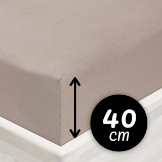 Jersey napínací prostěradlo na extra vysokou matraci JR-027 Šedohnědé - Biante.cz