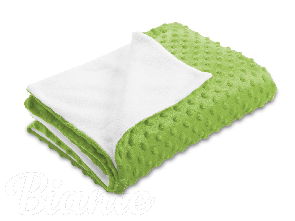 Dětská oboustranná deka Minky puntíky/Polar MKP-007 Hráškově zelená - Biante.cz