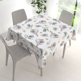 Bavlněný čtvercový ubrus Sandra SA-707 Modré květy Protea na bílém - detail 1 - Biante.cz Bavlněný čtvercový ubrus Sandra SA-707 Modré květy Protea na bílém - detail 1 - Biante.cz