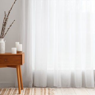 Voál bílý hladký s olůvkem ZAC-015 výška 295 cm