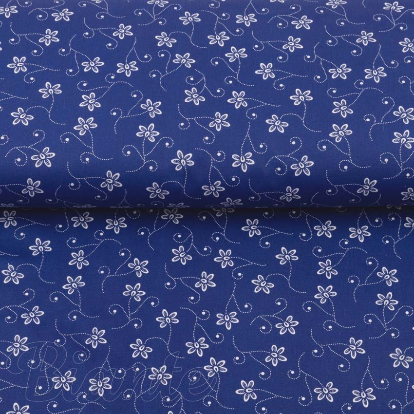 Bavlněná látka/plátno Sandra SA-789 Imitace modrotisku - Kvítí na modrém - šířka 140 cm - detail 2 - Biante.cz