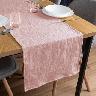 Mušelínový běhoun na stůl MSN-078 Pudrově růžový - Biante.cz