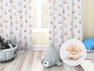 Detský bavlnený záves Sandra SA-732 Medvedie bábätká na bielom - Biante.sk